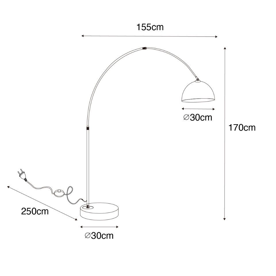 Qazqa Bogenlampe Arc, ohne Leuchtmittel, Warmweiß, QAZQA Bogen­lampe, e27, Gold, Stahl, Modern