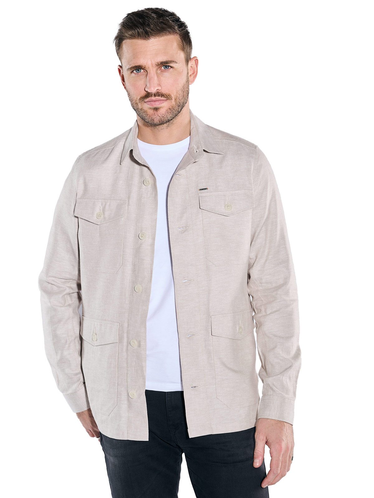 emilio adani Langarmhemd Overshirt mit Leinenanteil günstig online kaufen