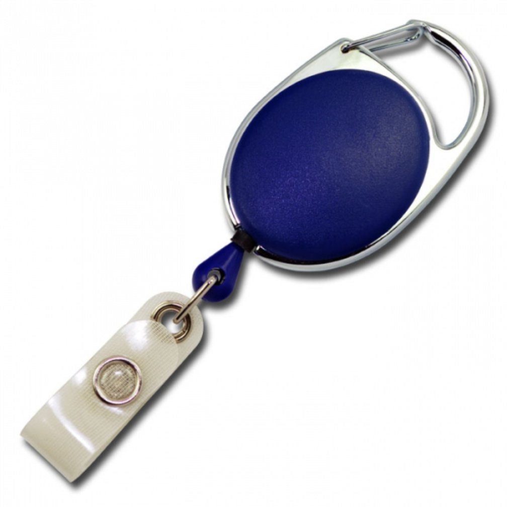 Kranholdt Schlüsselanhänger Jojo / Ausweishalter / Ausweisclip ovale Form (100-tlg), Metallumrandung, Druckknopfschlaufe Blau