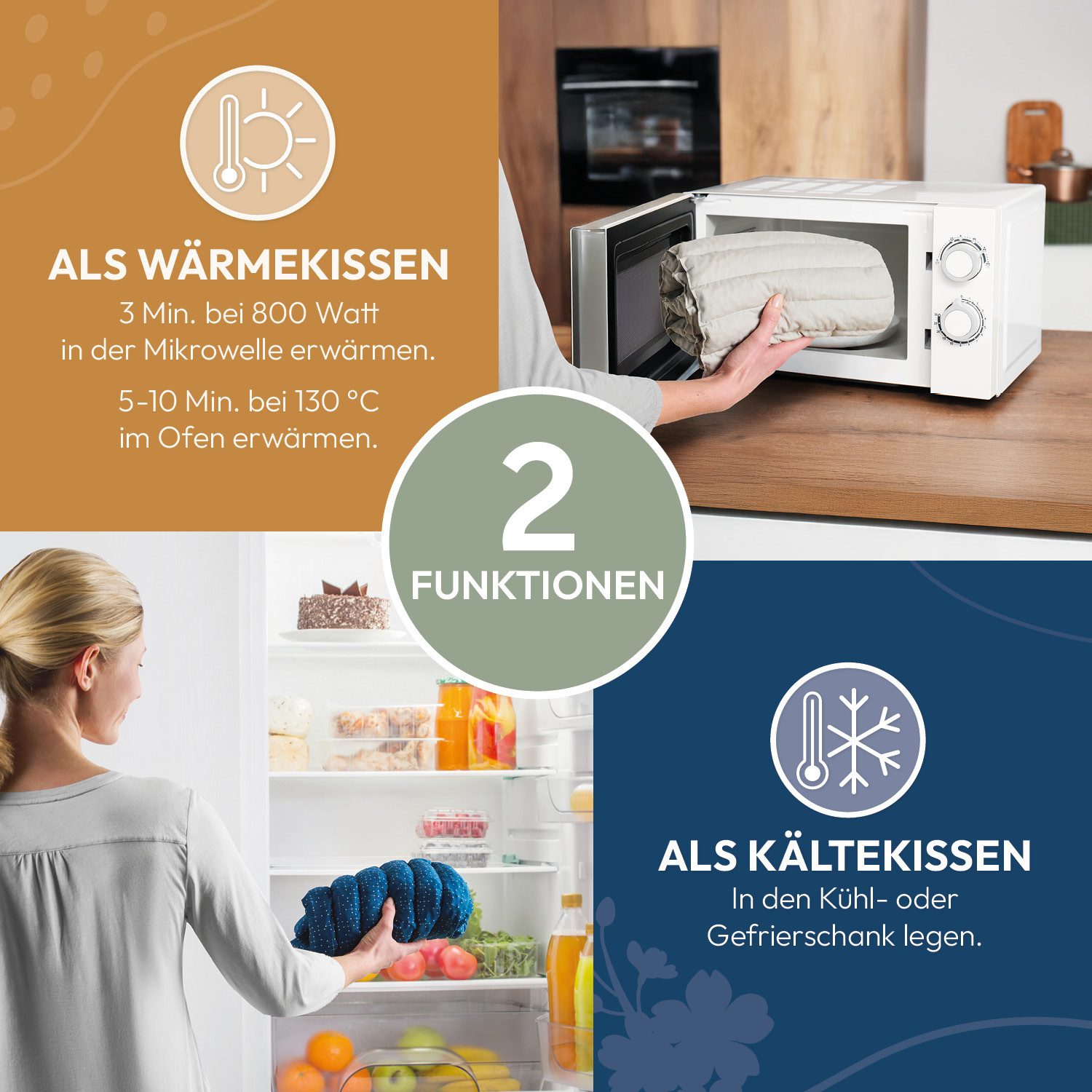 Blumtal Kirschkernkissen Nacken Schulter gegen Nackenschmerzen für die Mikrowelle – Bild 4 von 5