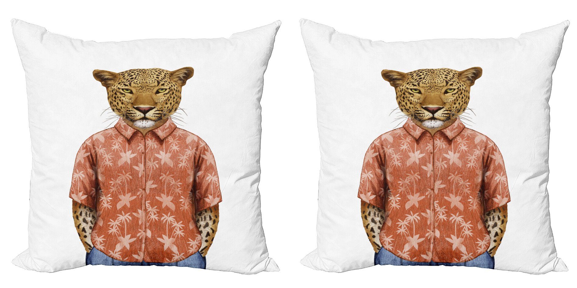 Digitaldruck, Leopard Doppelseitiger Accent in Kissenbezüge Modern einem Sommer-Hemd Stück), (2 Tier Abakuhaus