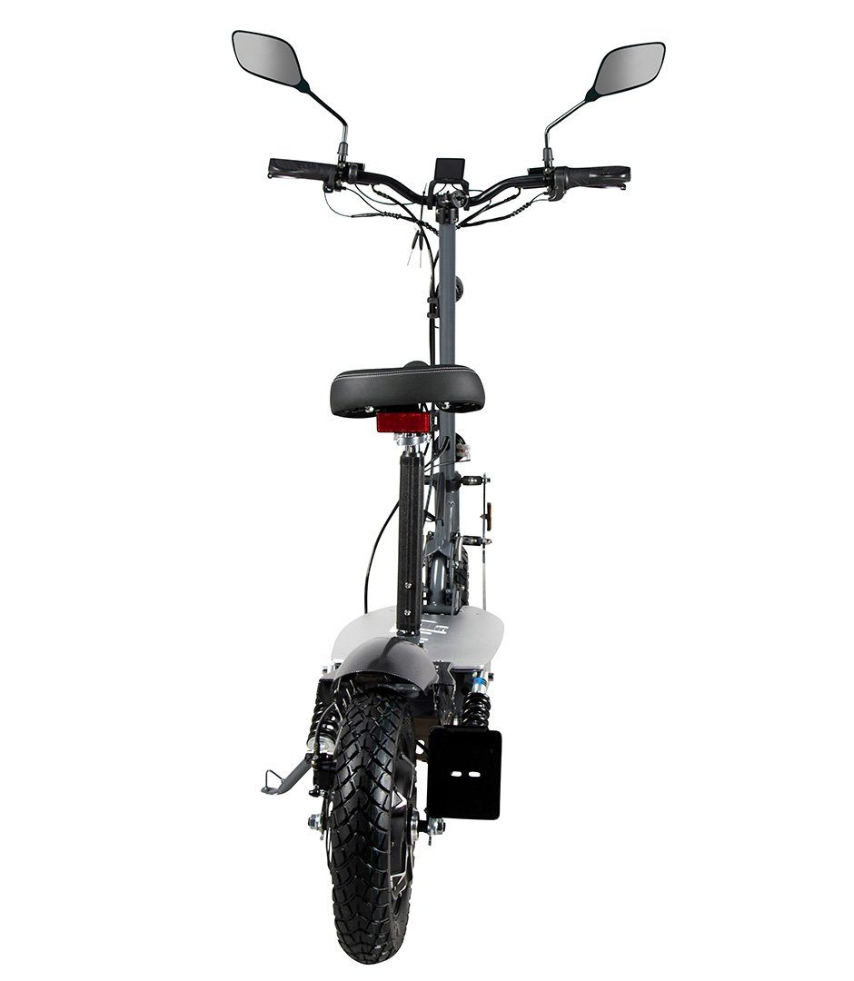 W, - 45 eFlux Vision - Sitz mit Straßenzulassung 1500,00 Akku Elektro Roller tlg), (1 50 Reichweite - Grau km X2 km/h, bis E-Scooter Scooter Lithium-Ionen klappbar,