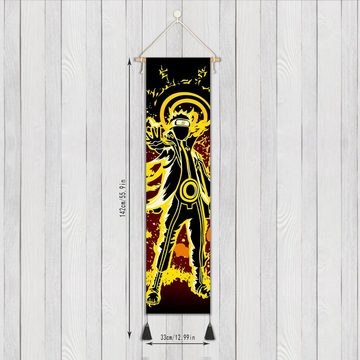 GalaxyCat Poster Hochwertiges Naruto Rollbild aus Stoff, Kakemono 142x33cm, Inkl., Kyuubi Chakura Moodo, Naruto Rollbild / Wallscroll