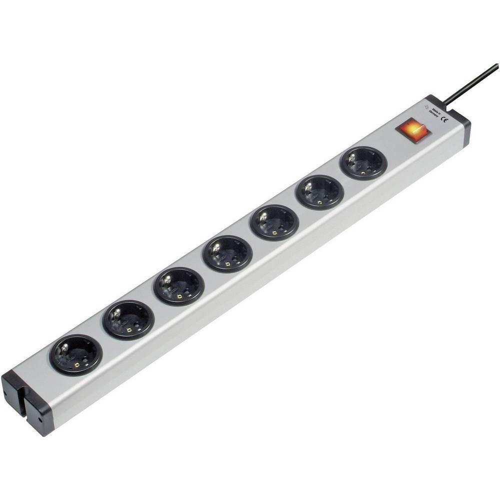 Ehmann 7fach Steckdosenleiste m. Schalter Alu 0601x00072031 Steckdosenleiste (Kabellänge 1.50 m), erhöhter Berührungsschutz, mit Schalter