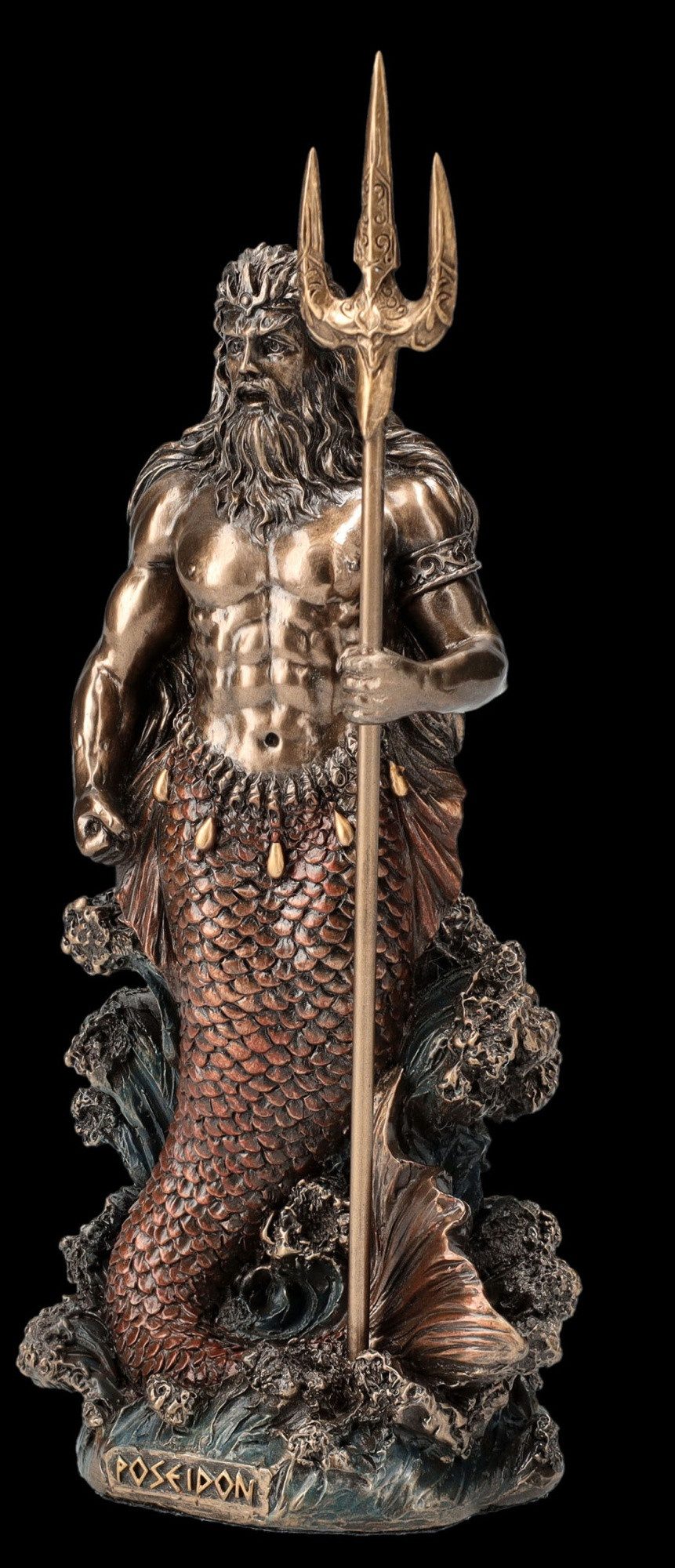 Figuren Shop GmbH Dekofigur Poseidon Skulptur – Mythologie Figur mit Dreizack 18.5 cm Dekofigur