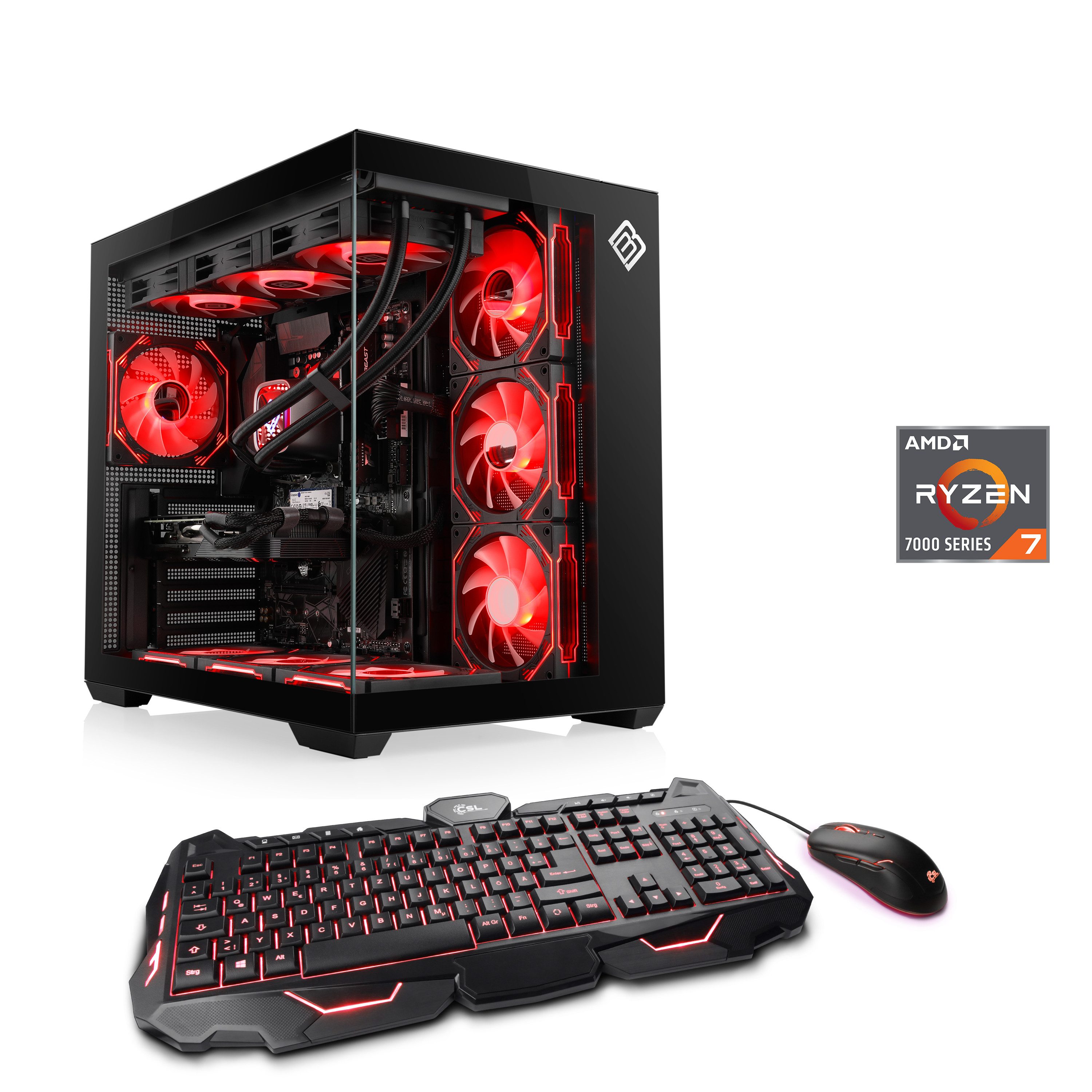 CSL Vitrum Advanced V24503 PC (AMD Ryzen 7 7800X3D, NVIDIA GeForce RTX 5070 Ti, 32 GB RAM, 2000 GB SSD, Wasserkühlung)