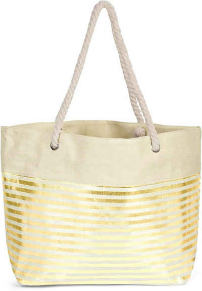 styleBREAKER Strandtasche (1-tlg), Strandtasche mit metallic Streifen