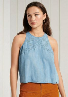 Superdry Stricktop (1-tlg) Cut-Outs, Stickerei