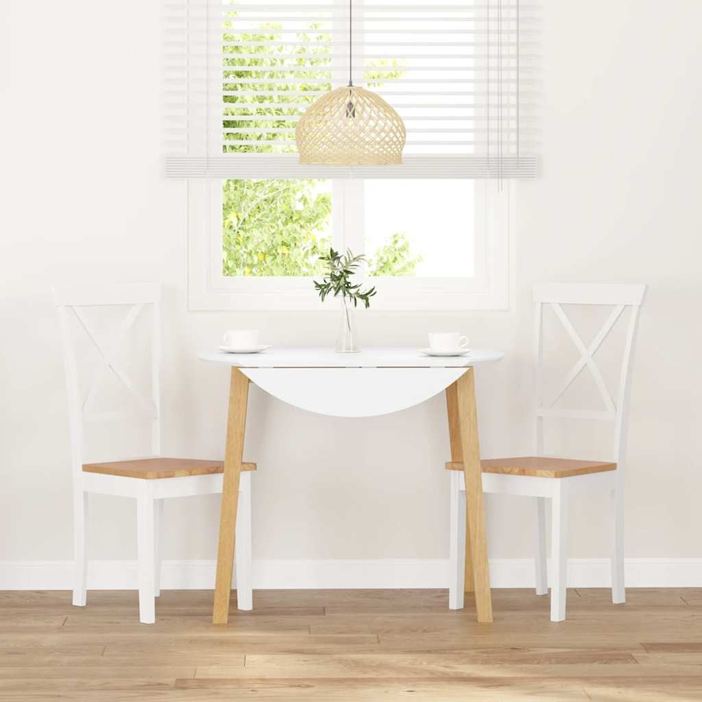 vidaXL Esszimmerstuhl Esszimmerstühle 2 Stk. Weiß Massivholz Gummibaum (2 S günstig online kaufen