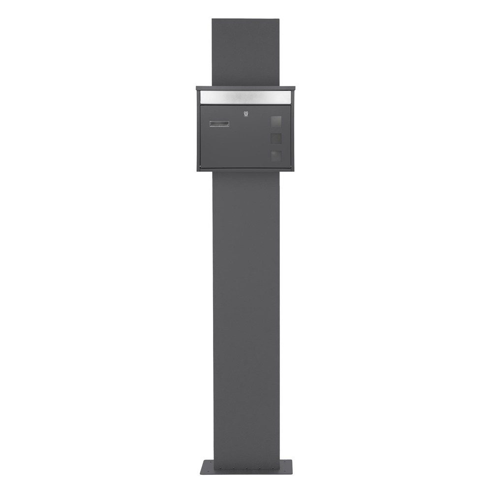 ML-DESIGN Standbriefkasten Briefkasten Postkasten mit Zeitungsfach, inkl. Standfuß, Briefkastenanlage mit Ständer Anthrazit 170cm Mailbox mit Pfosten