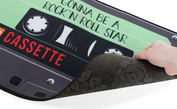Fußmatte DMC-4060 Music-Cassette - Cooler Retro Schuhabtreter im Tape-Design, joycraft, rechteckig, Rutschfeste Vintage Tonbandkasetten Fussmatte