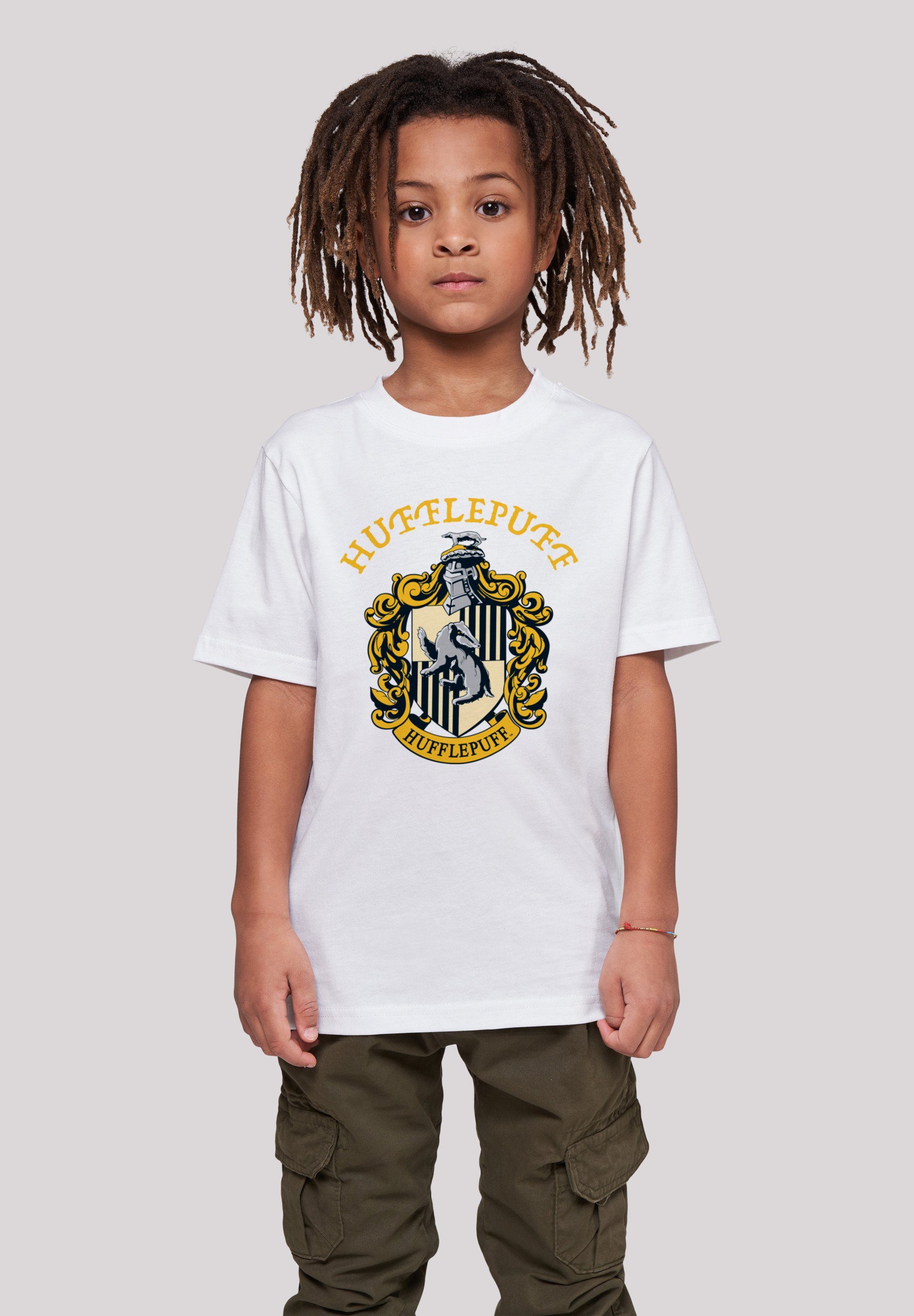 F4NT4STIC Kurzarmshirt Kinder Harry Potter Tee Crest Basic (1-tlg) with Hufflepuff white Kids