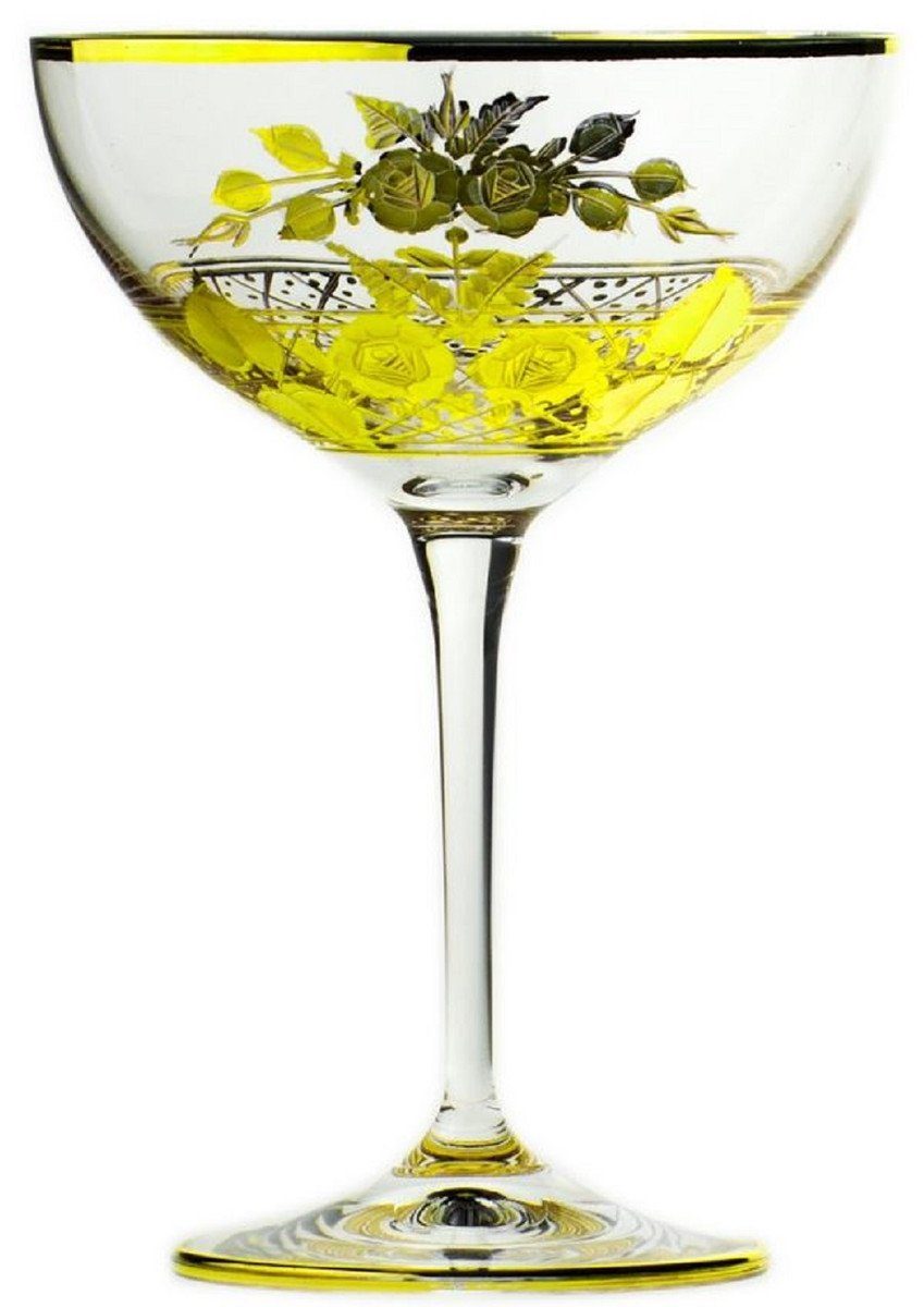 Casa Padrino Champagnerglas »Luxus Barock Champagnerglas 6er Set Gold Ø  11,5 x H. 16 cm - Handgefertigte und handgravierte Champagner Gläser -  Hotel & Restaurant Accessoires - Luxus Qualität«
