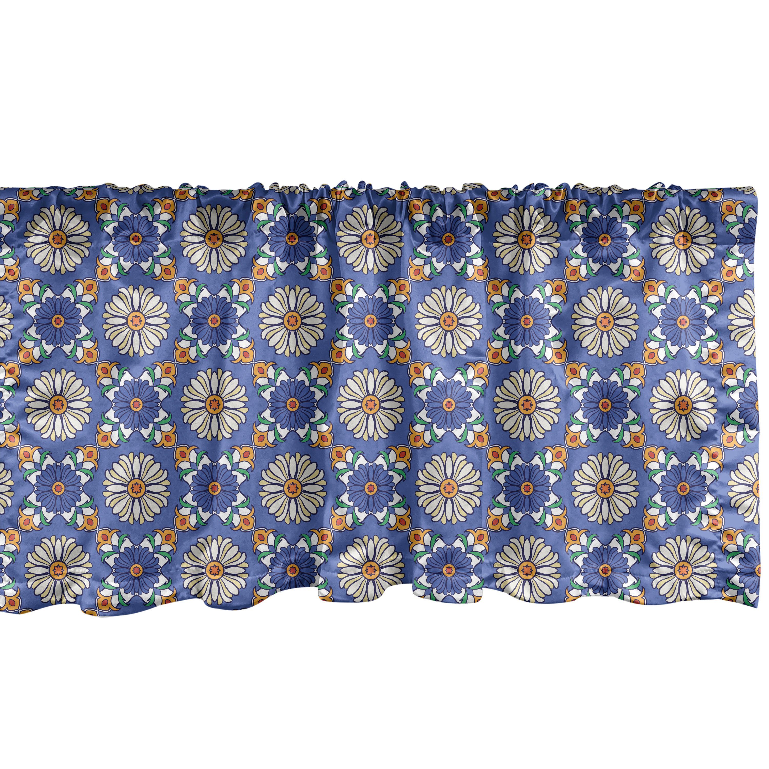Scheibengardine Vorhang Volant für Küche Schlafzimmer Dekor mit Stangentasche, Abakuhaus, Microfaser, Geometrisch Blumen-Muster-Orient