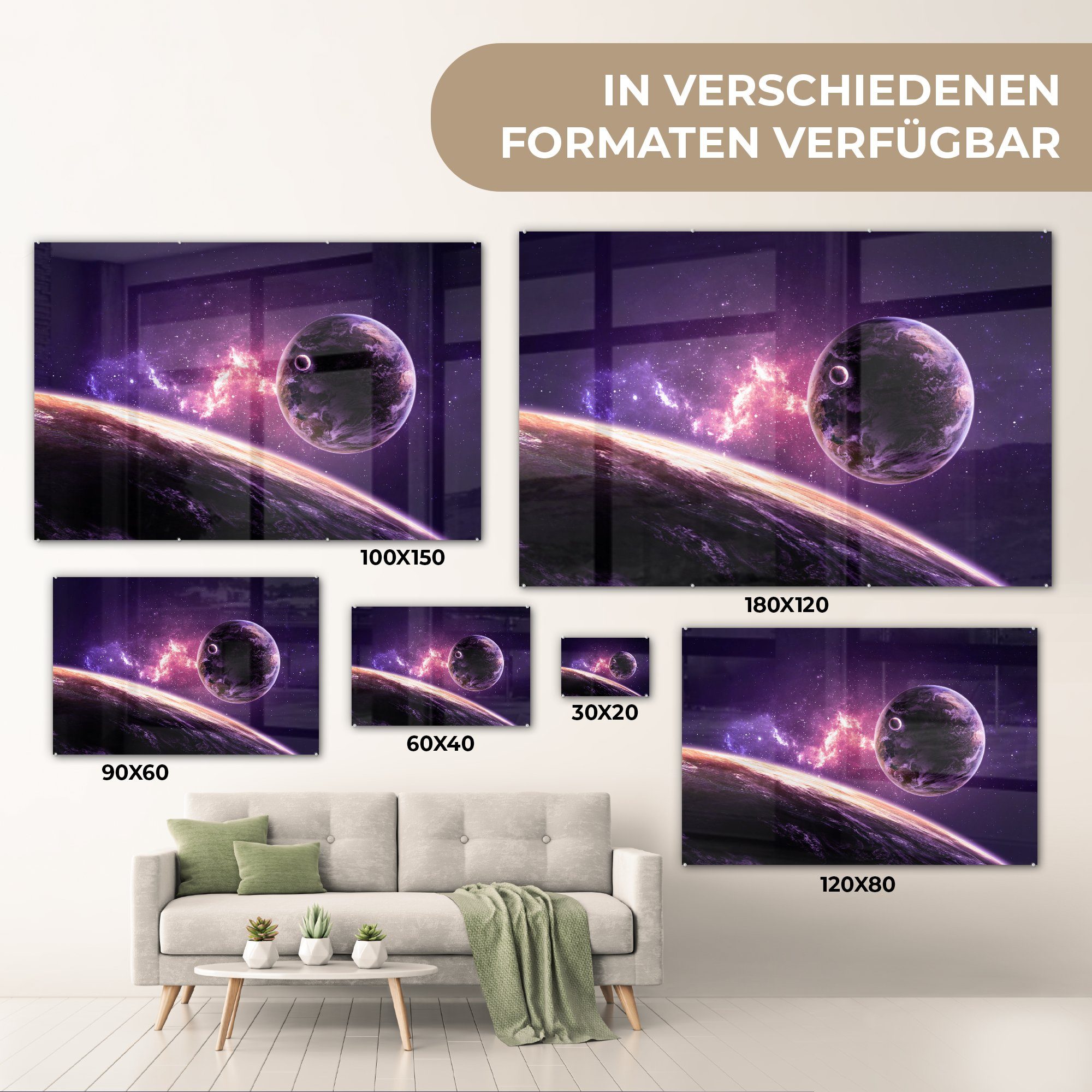 MuchoWow Acrylglasbild Planeten - Glasbilder auf (1 Bilder - Glas Foto - auf - Glas Weltraum Wanddekoration St), - Sterne, Wandbild