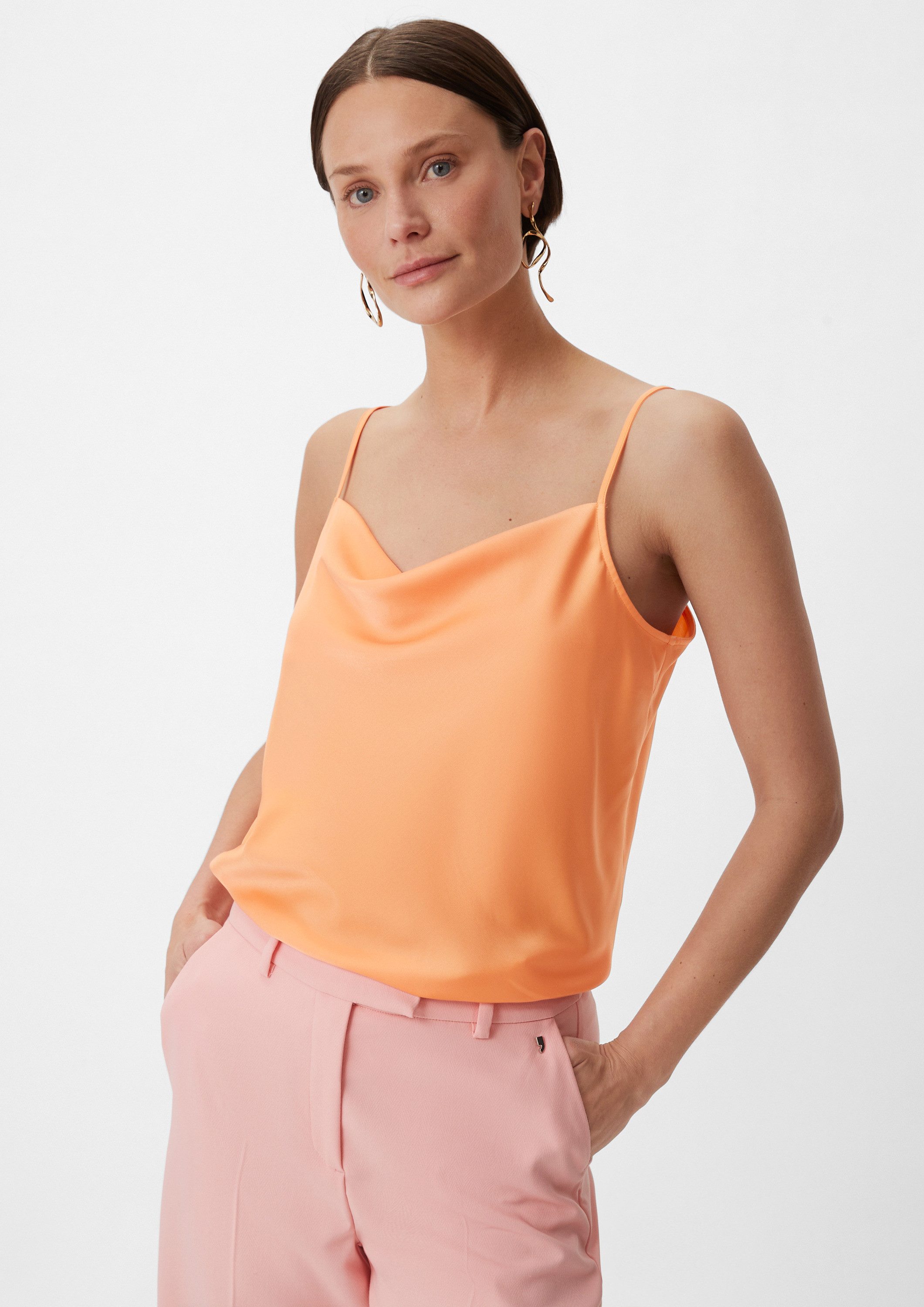 comma Blusentop Bluse Trägertop aus Satin