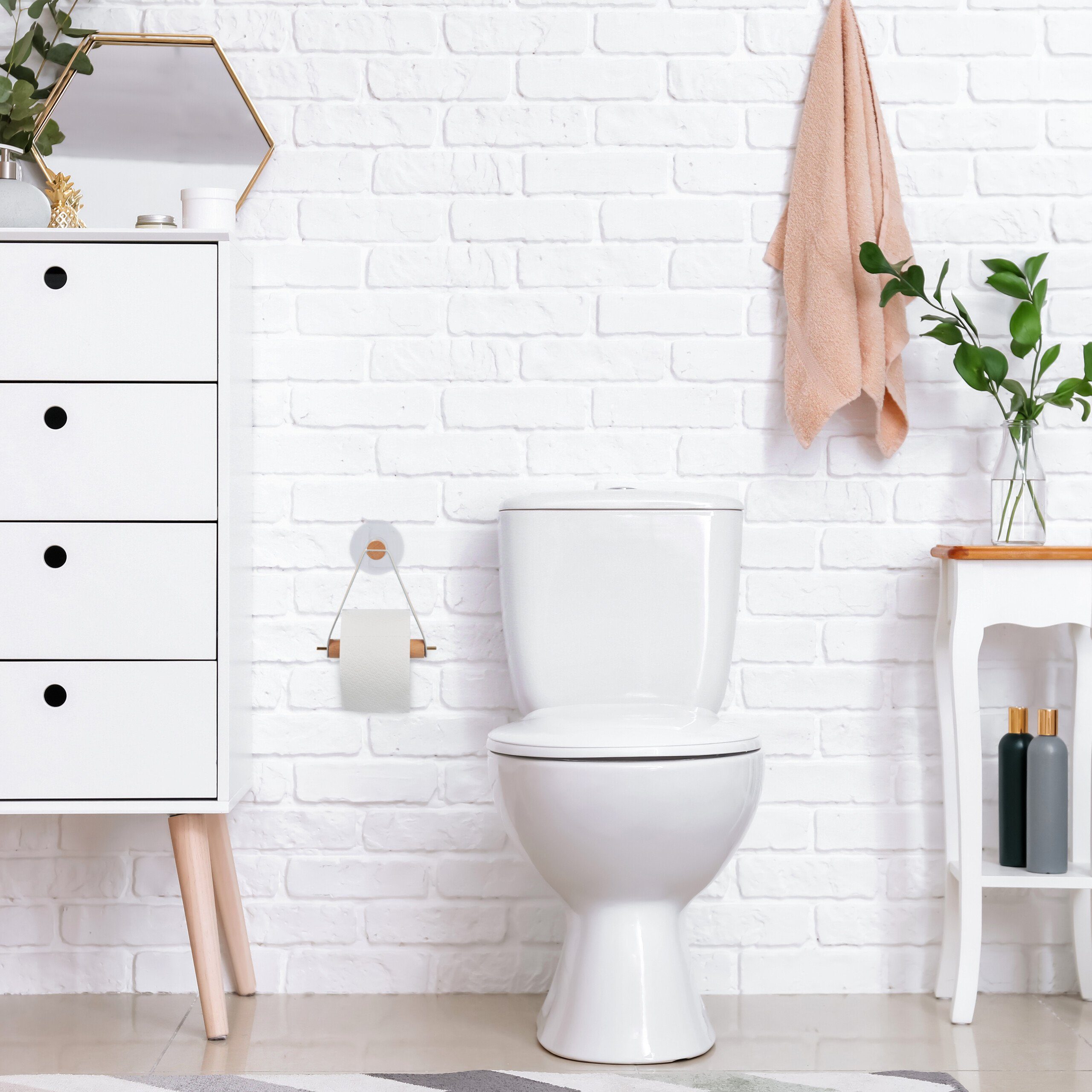 relaxdays Toilettenpapierhalter Holz mit Band günstig online kaufen