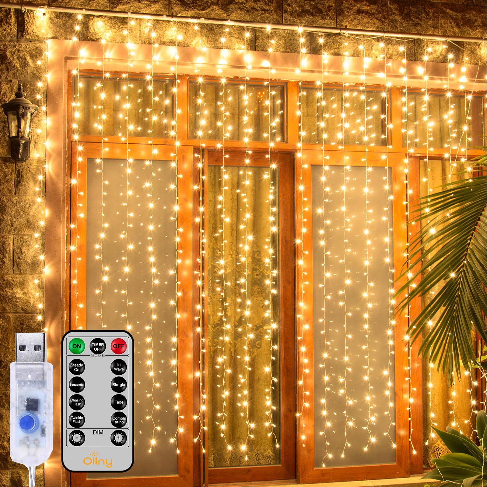 MUPOO LED-Lichtervorhang LED Lichtervorhang für Schlafzimmer,USB/Timer,3x2M günstig online kaufen