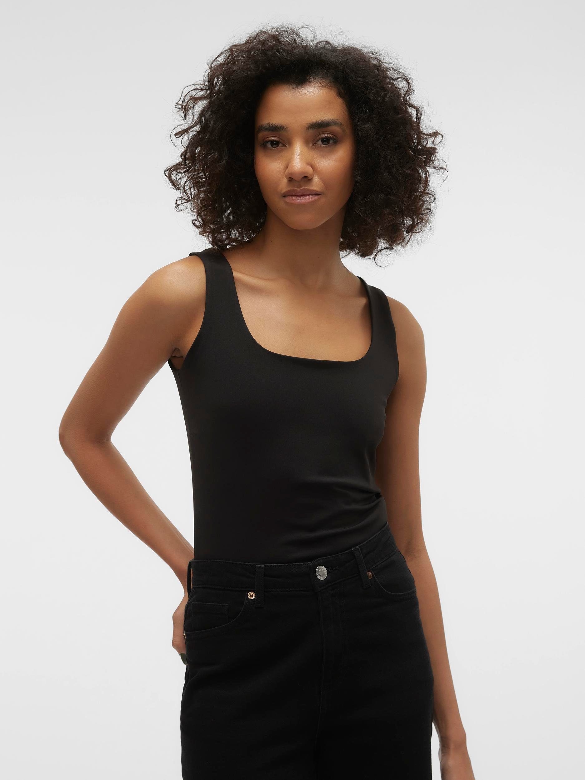 Vero Moda T-Shirt VMMILLION SL SQUARE TOP 2-WAY JRS NOOS Black