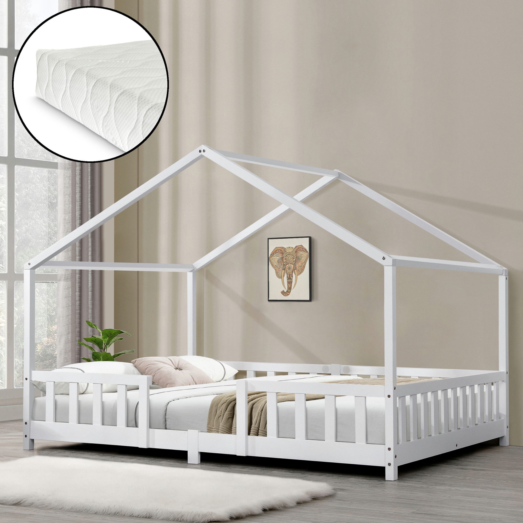 en.casa Kinderbett (Bett und Matratze), »Treviolo« mit Matratze Montessori günstig online kaufen