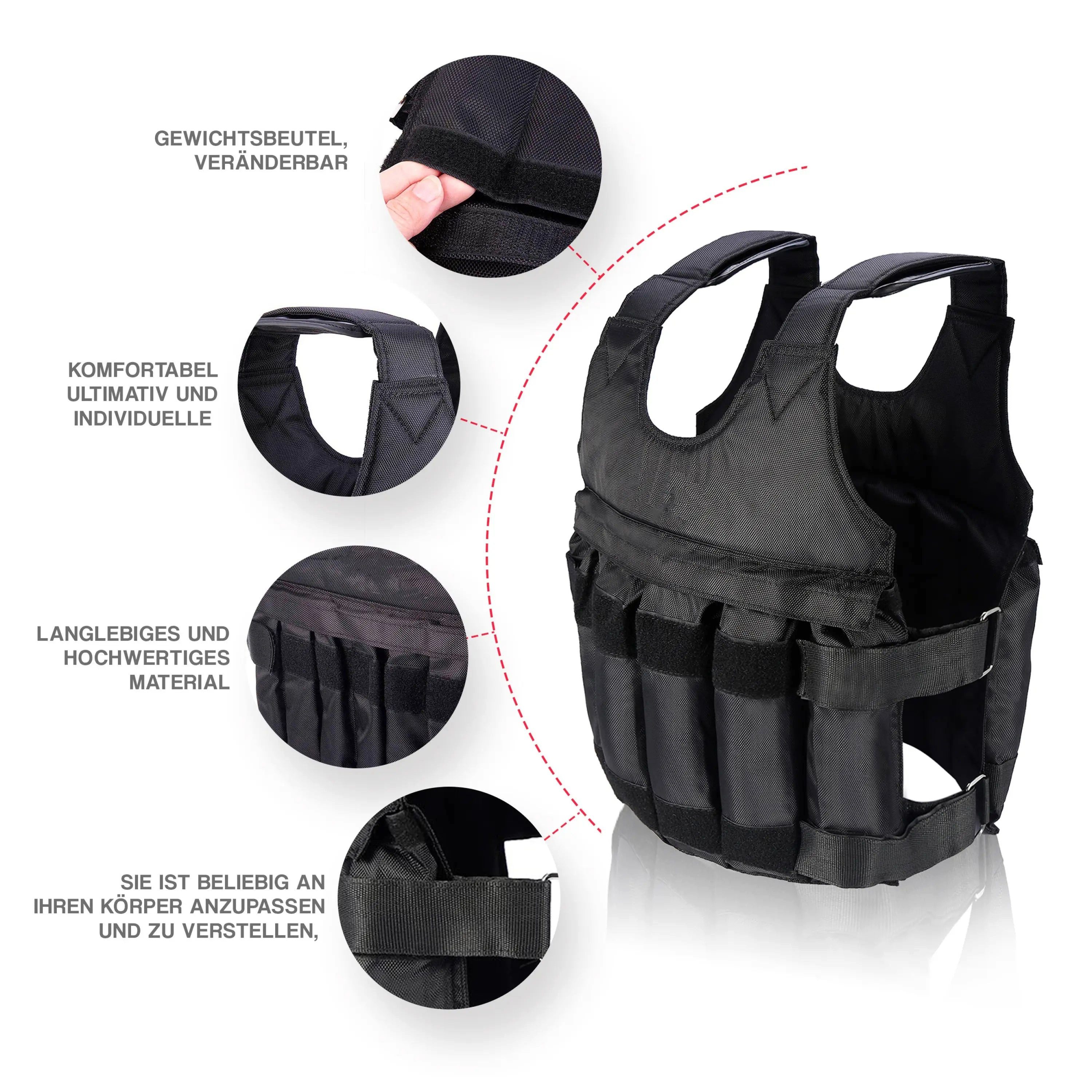Sport-Knight® Gewichtsweste Gewichtsweste 1–50 kg – Nylon, reißfest, wasserabweisend, verstellbar