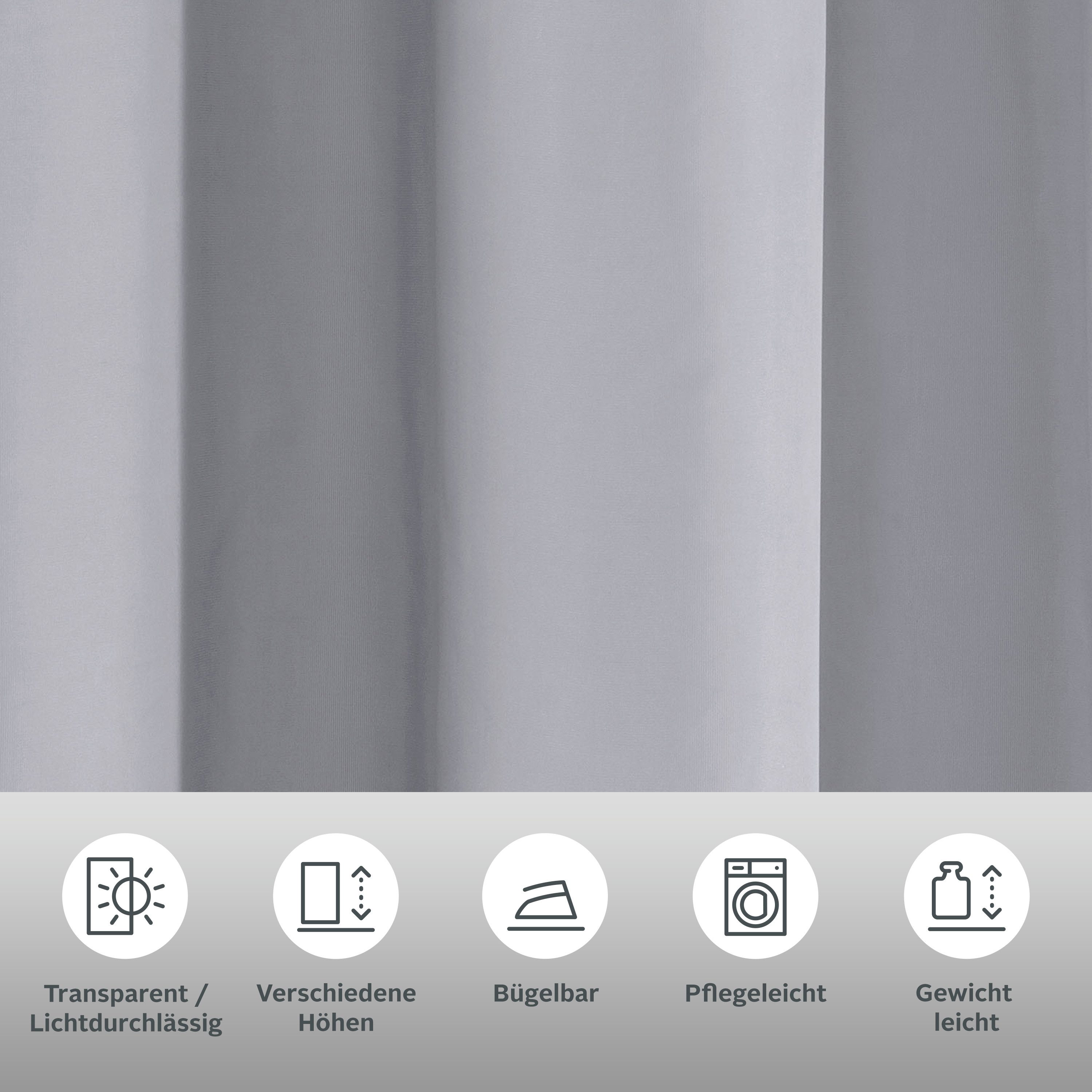 OTTO home Gardine XANA (1 St), Ösen, transparent, Voile, Bestseller, einfarbig, 1 bzw. 2er Set, pflegeleicht, Bestseller!