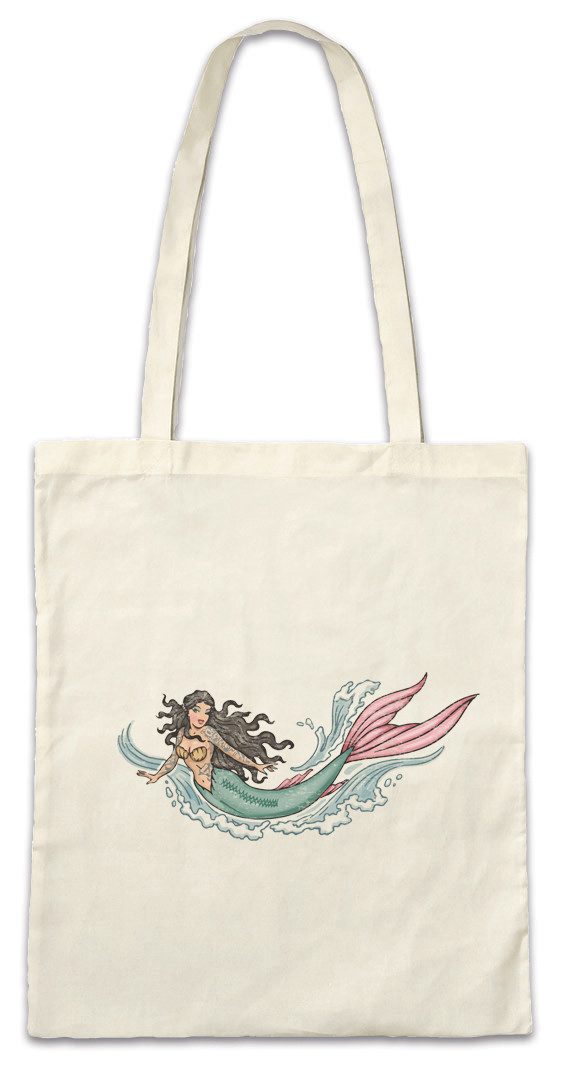 Urban Backwoods Beuteltasche Mermaid II Stofftasche Sailor Segler Seemann Tattoo Meerjungfrau (1-tlg), Schiff Skipper Segelboot Sailboat