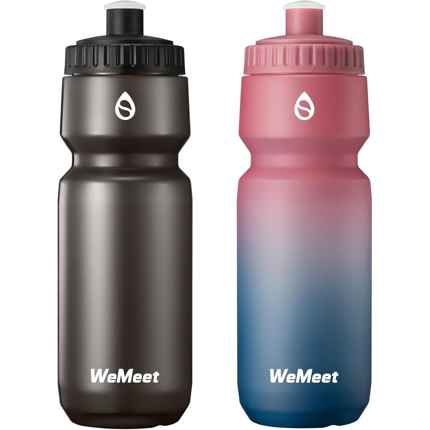 LuxusKollektion Trinkflasche Wasserflasche 2er Pack Fahrrad Auslaufsicher 700 ml Schwarz rot Blau