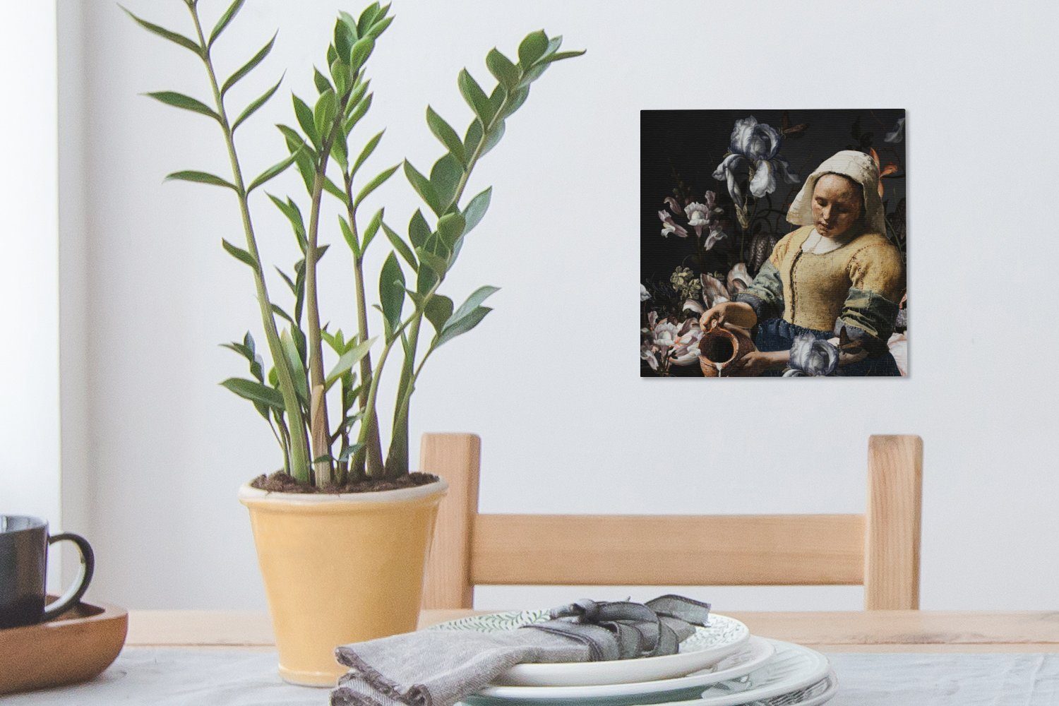 für Vermeer Wohnzimmer - (1 - OneMillionCanvasses® Johannes Milchmädchen Blumen, St), Leinwand Schlafzimmer Gemälde Bilder
