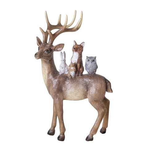 Trend Line Weihnachtsfigur TrendLine Dekofigur Rentier mit Tieren 27 x 16 cm