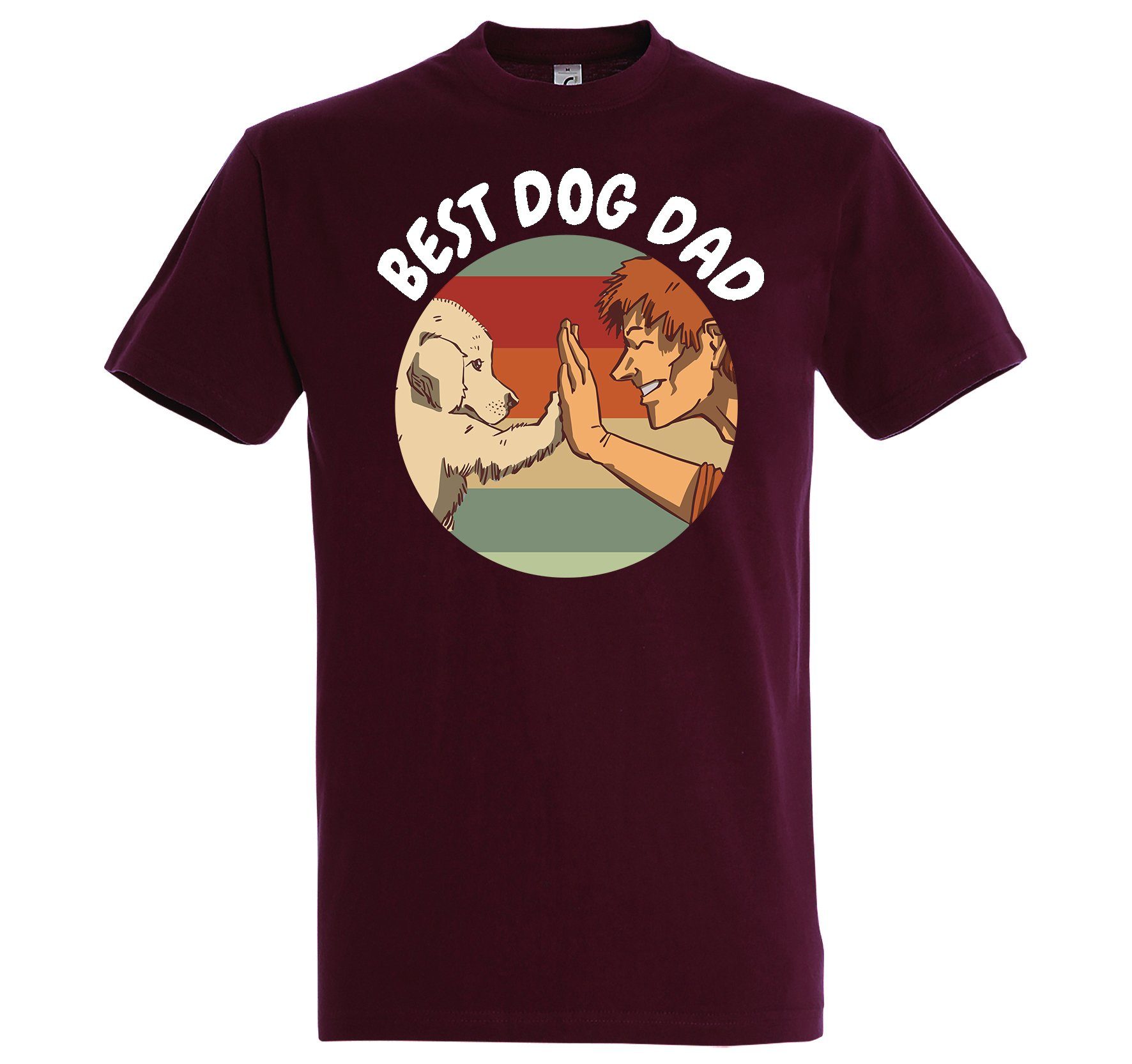 Frontprint Dog lustigem Shirt Herren Hunde Designz Burgund Dad Youth T-Shirt Best mit