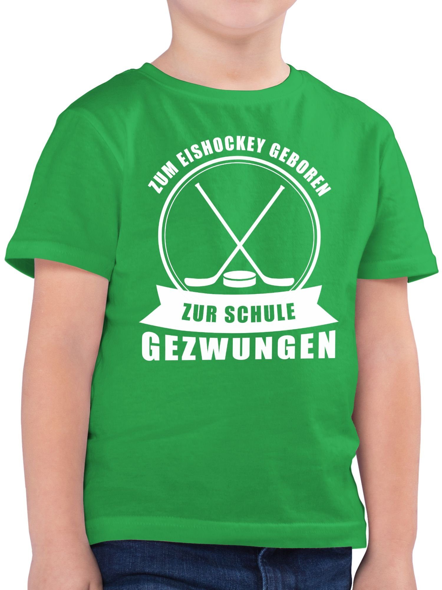 T-Shirt Zum Eishockey geboren. Zur Schule gezwungen