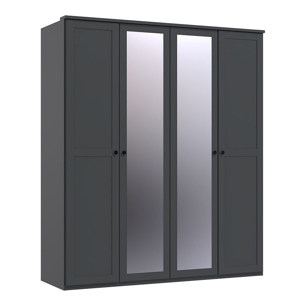 4 CROPANI-43 Kleiderschrank davon Spiegeltüren, Türen 2 breit, 180cm graphit Lomadox