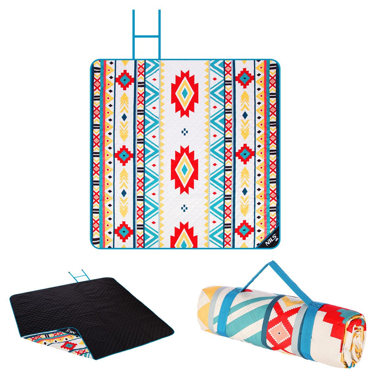 Picknickdecke Aztec 195 x 200 cm Outdoor für Camping Strand Festival, NILS CAMP