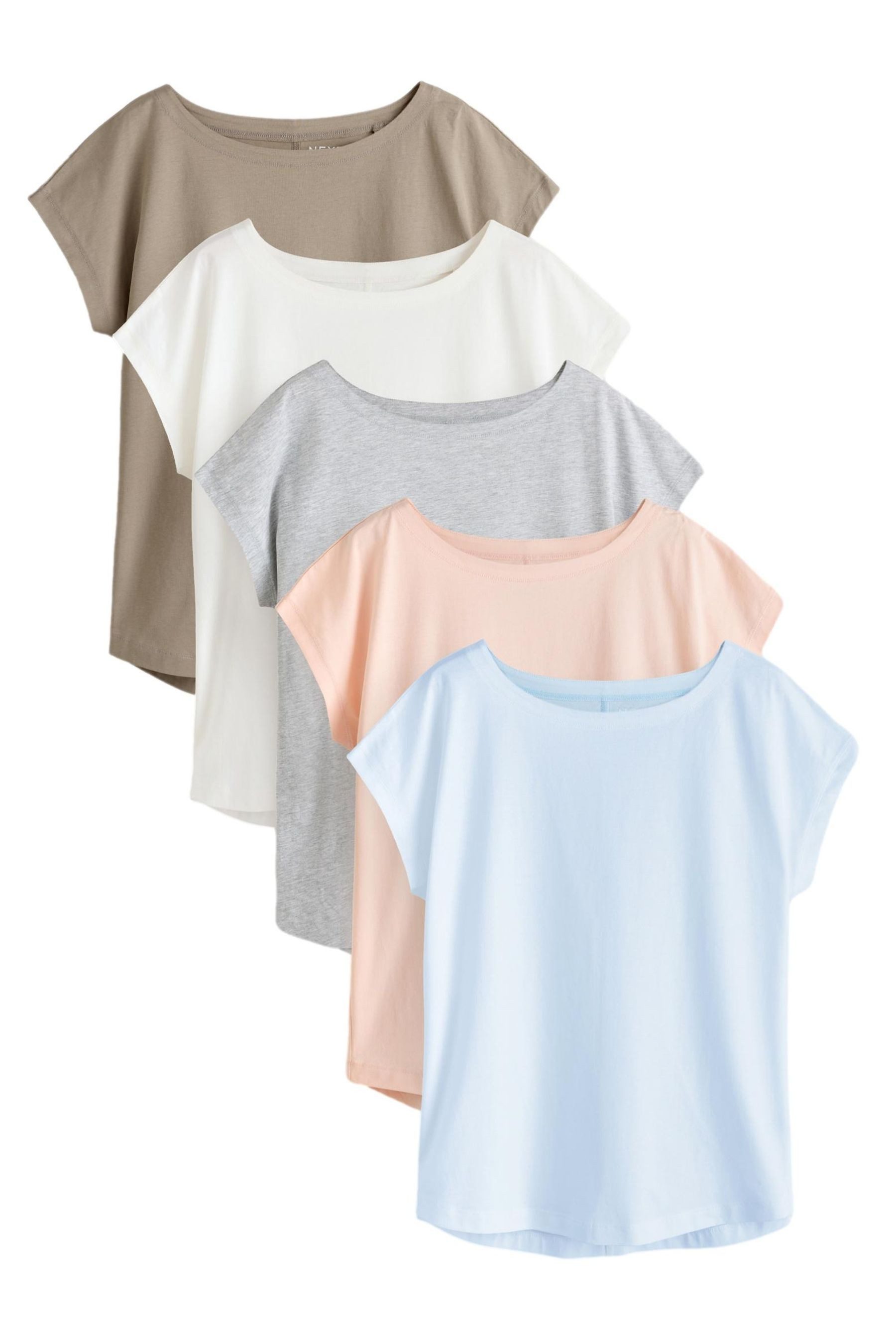 Next T-Shirt 5er-Pack T-Shirts mit Flügelärmeln, Kurzgröße (5-tlg)