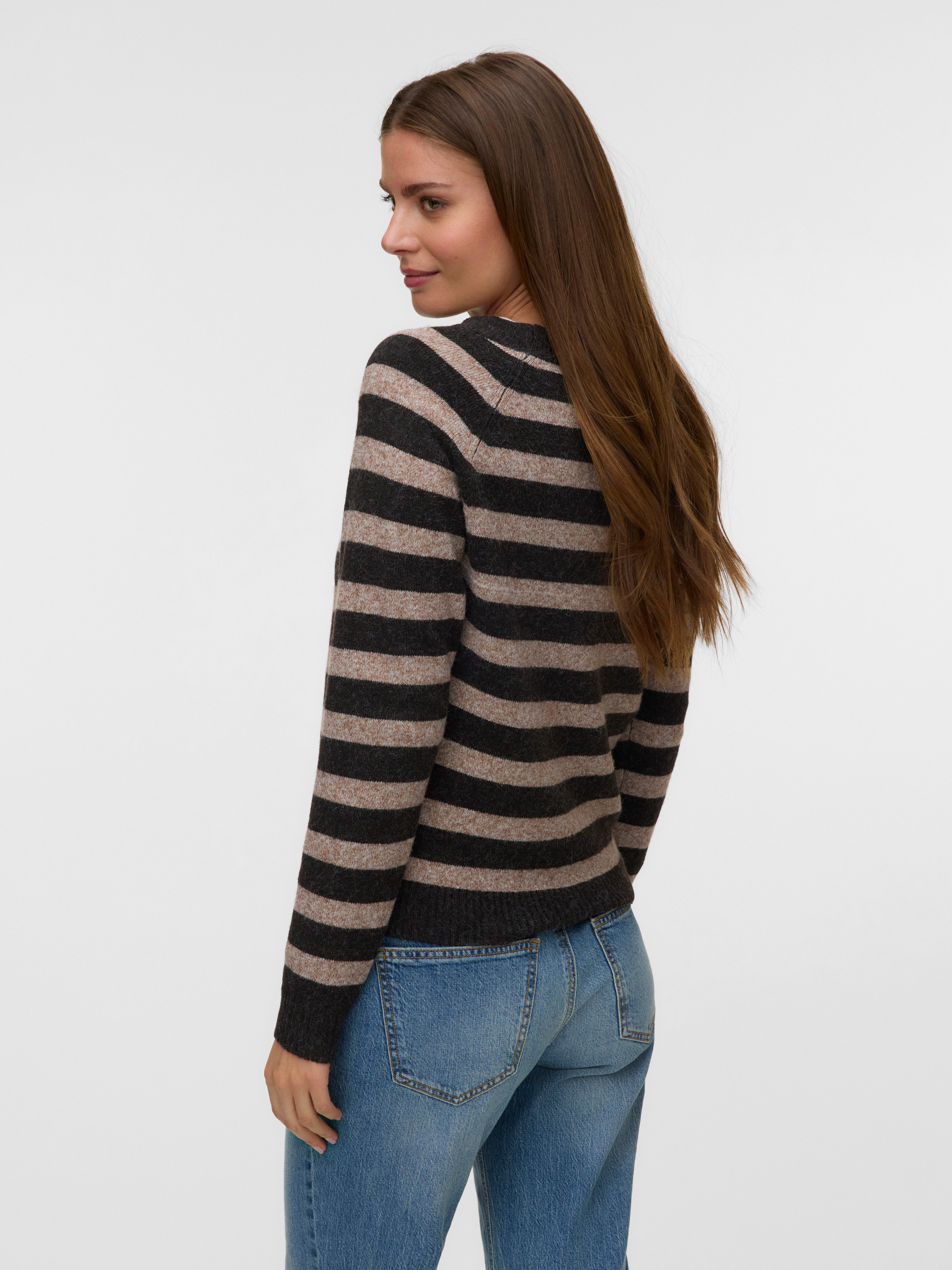 Vero Moda Rundhalspullover VMDOFFY LS O-NECK BLOUSE GA NOOS Materialmix, regular fit