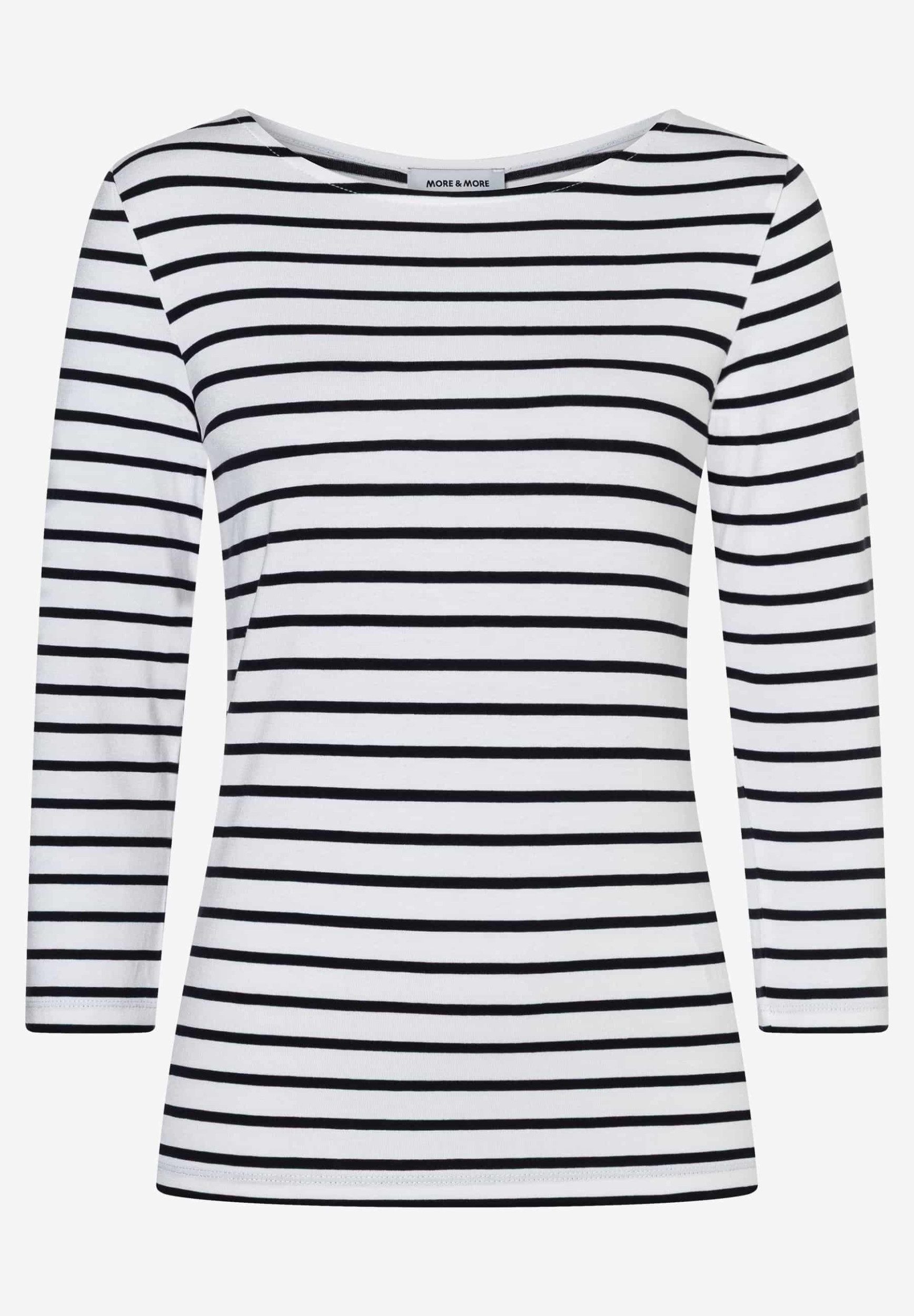 3/4-Arm-Shirt softes Basic-Streifenshirt, 3/4 Arm