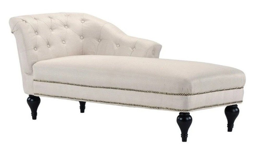 JVmoebel Chaiselongue Beige Lounge Möbel mit Chesterfield-Knöpfen und Holzfüßen, 1 Teile, Made in Europa