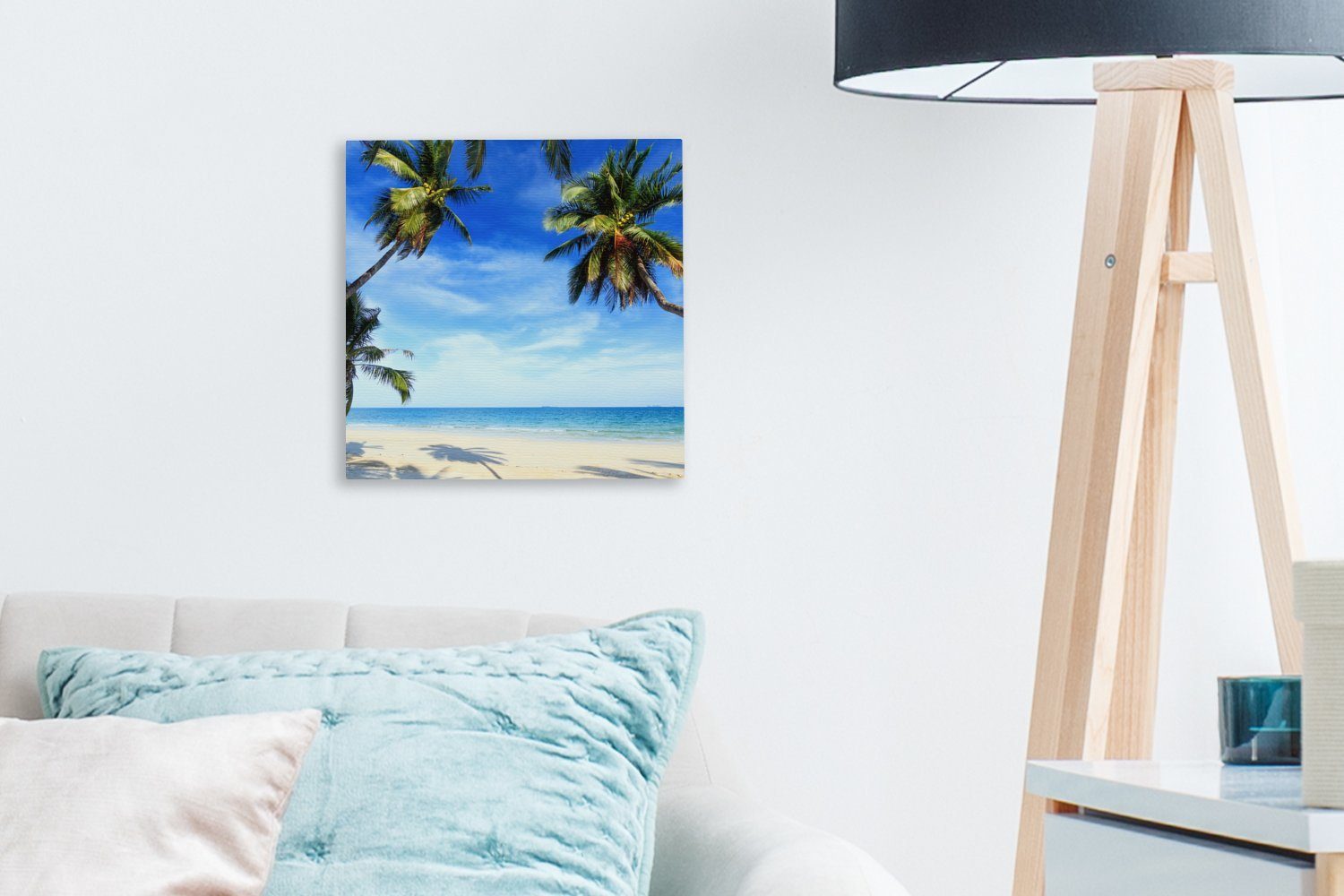 Palmen Bilder - für (1 OneMillionCanvasses® Leinwand St), Leinwandbild Wohnzimmer Meer, - Schlafzimmer Strand