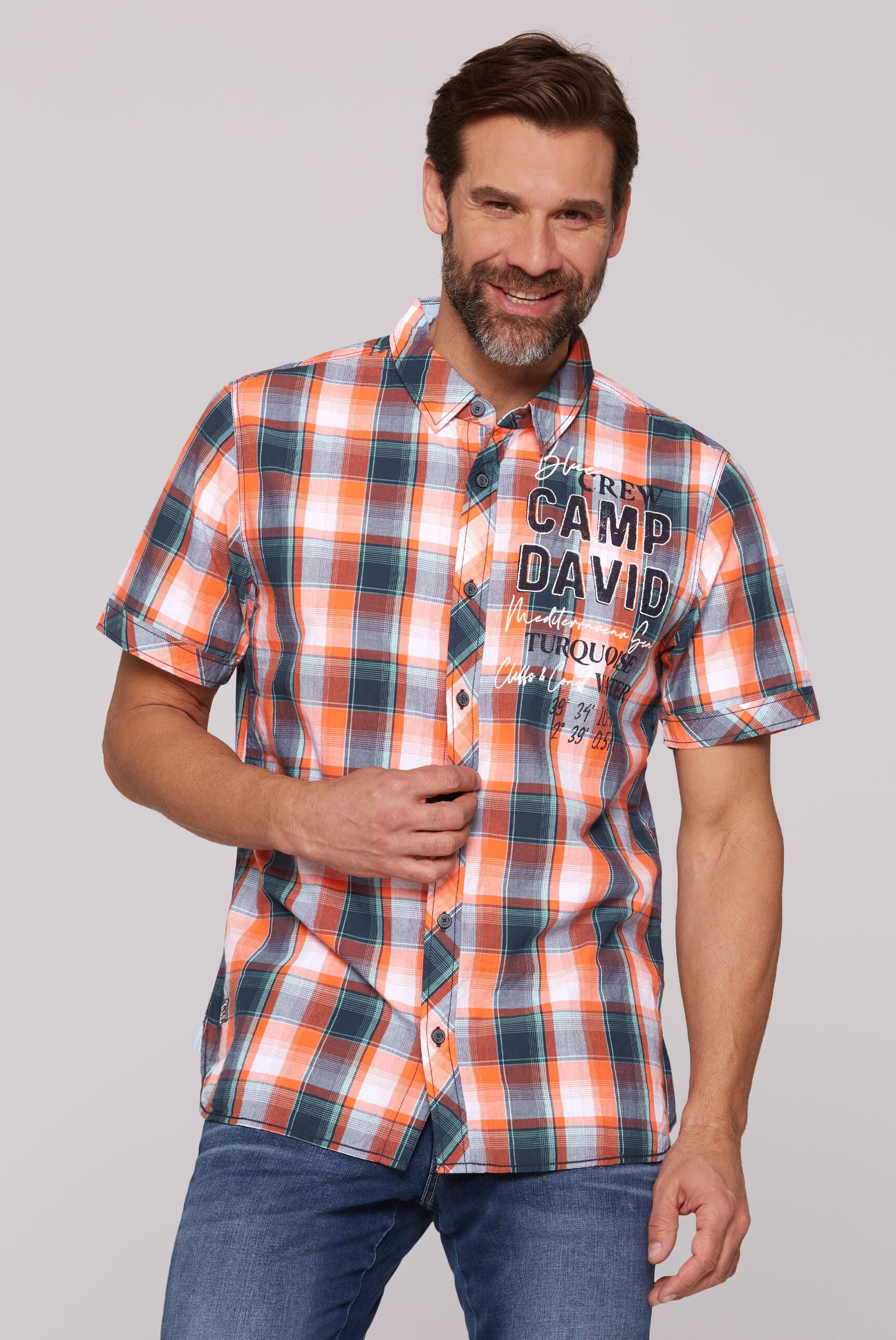 Camp David Herrenhemd Camp David Herren Kurzarmhemd  Dip Dye Design Mit  Artworks, Regular Fit Fr Den Lssigen Sommerlook Kurzarmhemd Kentkragen  Knopfleiste