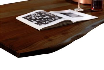 Junado® Arbeitsplatte, Tischplatte 180x90 cm Baumkanten-Platte Akazie nussbaum