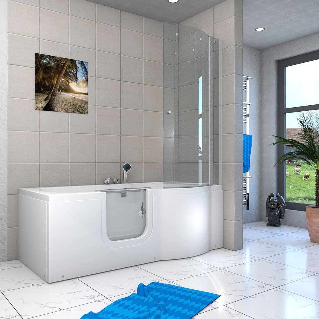 Thumbnail - AcquaVapore Komplettdusche AcquaVapore Seniorendusche und Sitzwanne Tür S12D-EH-L-ALL 170x85cm, Sicherheitsglas ESG, ink...