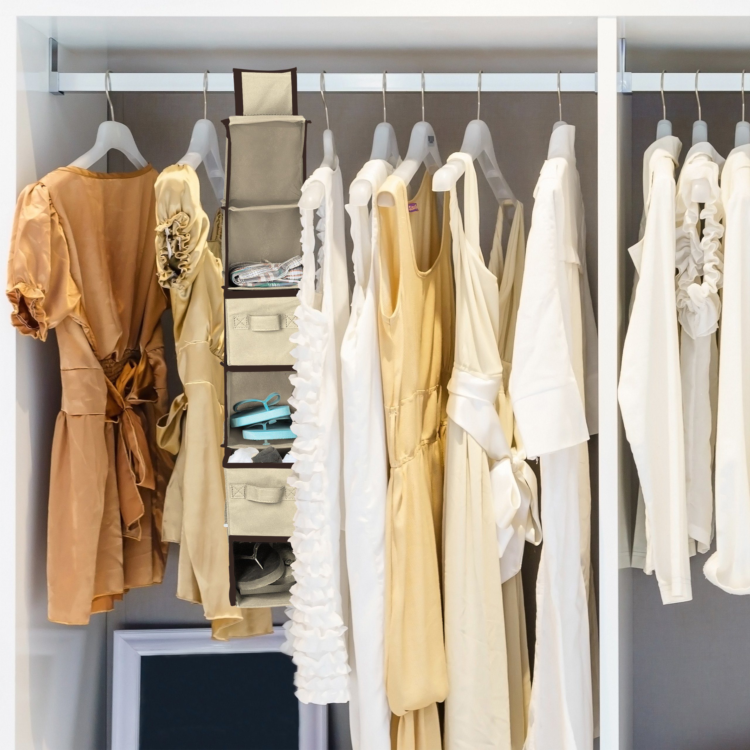 relaxdays Hängeregal für Kleiderschrank, Beige günstig online kaufen