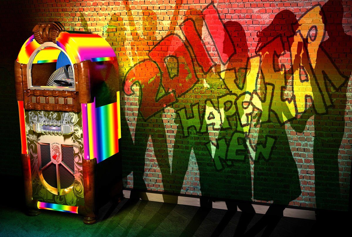 Papermoon Fototapete Jukebox mit Graffiti