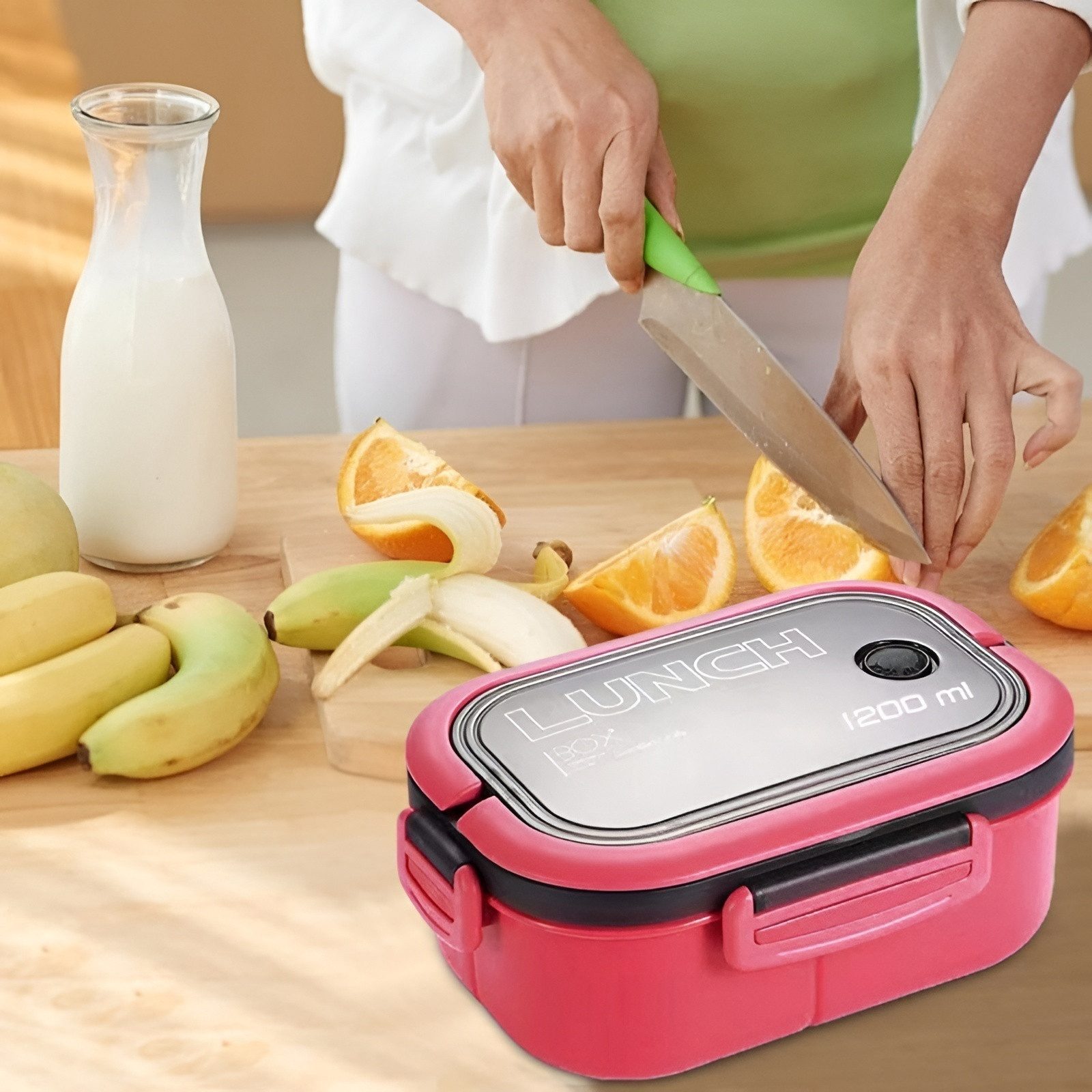 WS-Trend Lunchbox 3-teiliges Kinder-Lunch-Set – Brotdose 1200 ml mit Doppel-Fächer Be, (3-tlg)