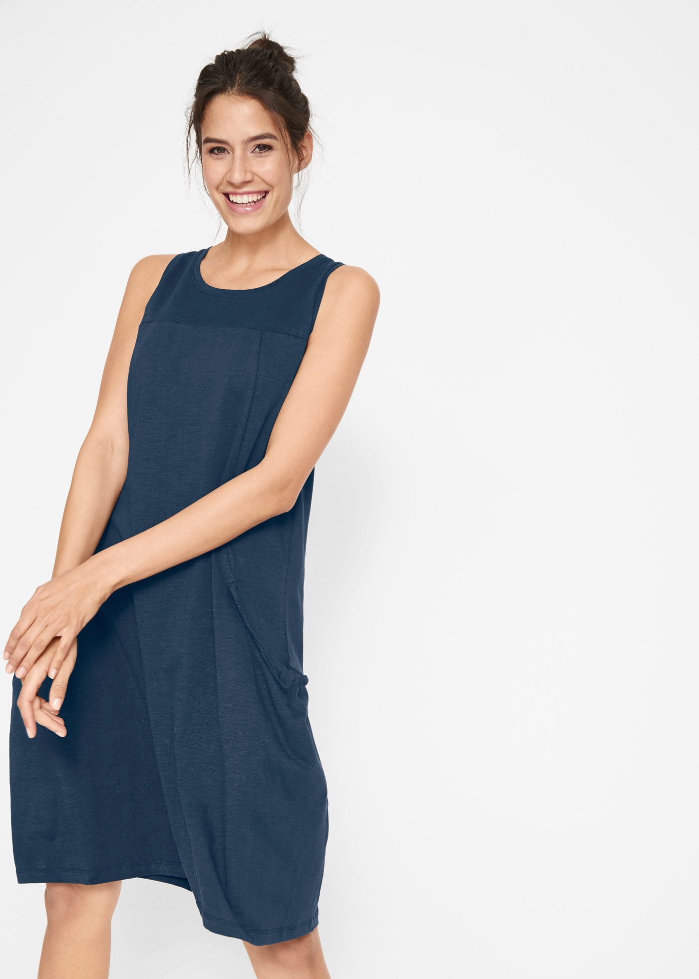 bonprix Jerseykleid für den Alltag, ärmellos, aus Baumwolle, in A-Linie, mi günstig online kaufen