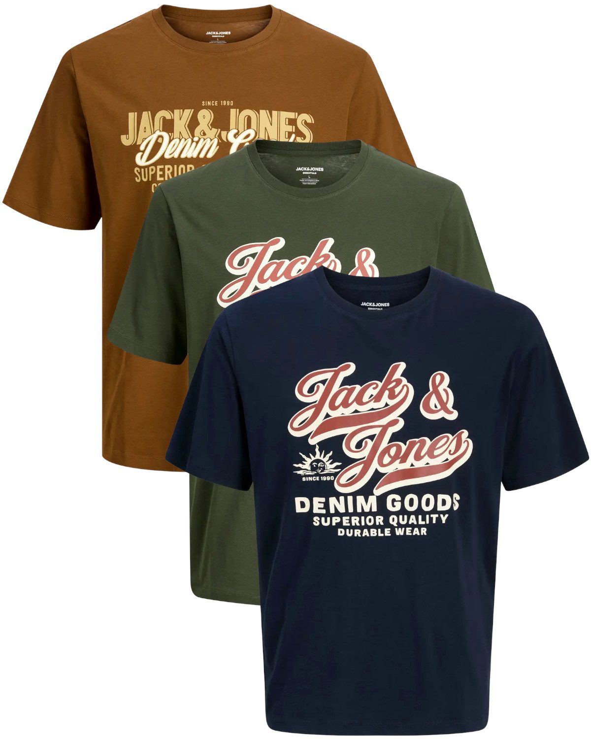 Jack & Jones Print-Shirt stilvolle Slim-Fit und Regular Shirts (Spar Set, 3 günstig online kaufen