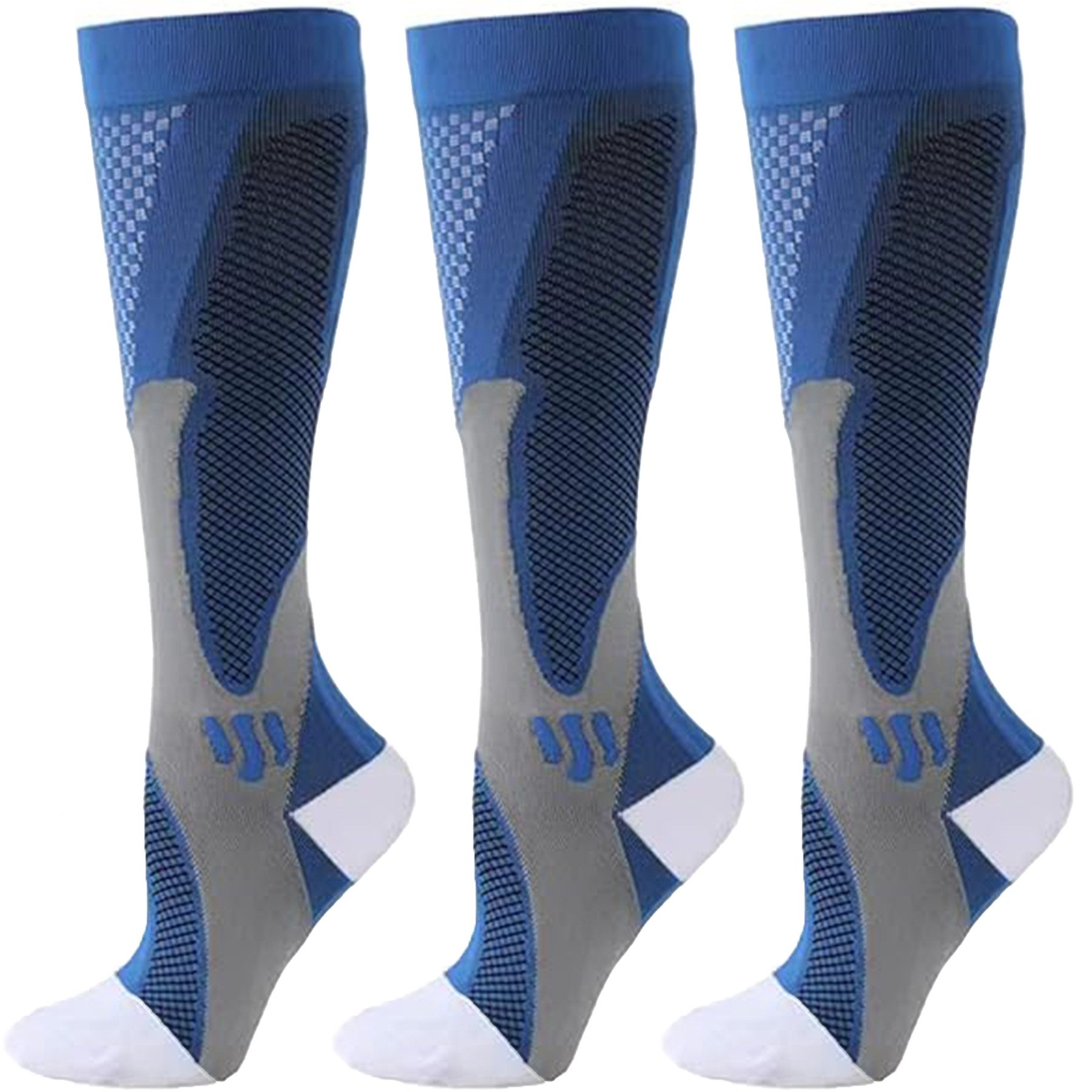 Mutig Stützkniestrümpfe 3 Paar Kompressionsstrümpfe Kniestrümpfe Stützstrümpfe Laufsocken (15-25mmHg Stützstrümpfe Sport Kompressionssocken mit Elastisch, für Damen und Herren) Compression Socks für Sport, Laufen, Flug, Reisen,Fahrrad Radsport
