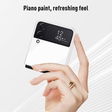 Wigento Handyhülle Für Samsung Galaxy Z Flip4 5G Design Piano Paint Hart Cover Handy Tasche Hülle Etuis Weiß