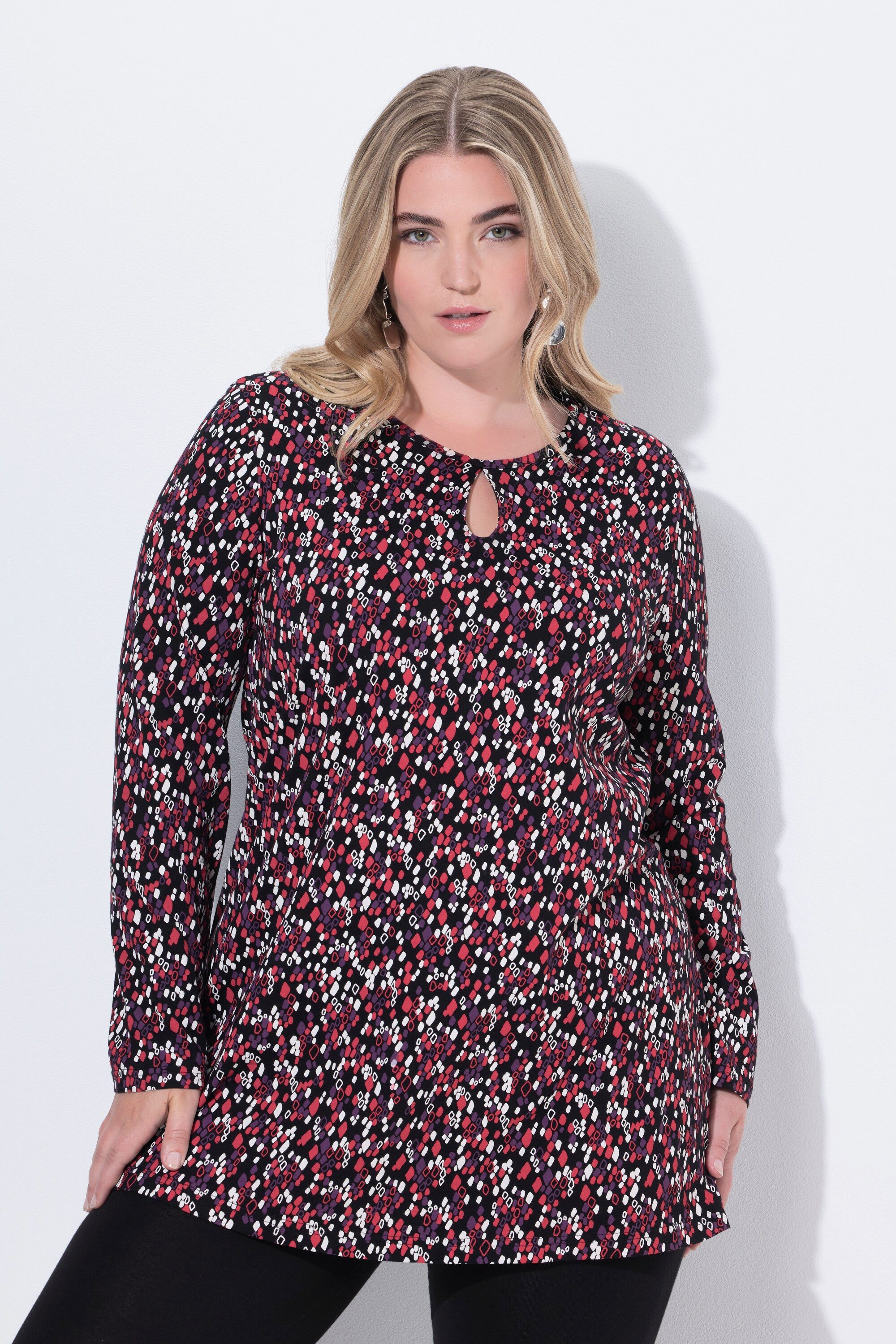 Ulla Popken Longshirt Longshirt grafischer Druck A-Linie Rundhals günstig online kaufen